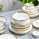 Axya Porcelain Dinner Tray Set - White Ceramic Tableware Kitchen Plates Bowls