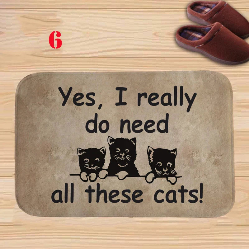 Axyaa Charming Cats Memory Foam Bath Mat - Anti-slip Coral Personalized Doormat