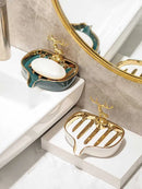 Axya Ceramic Soap Dish Holder for Bathroom Drainage