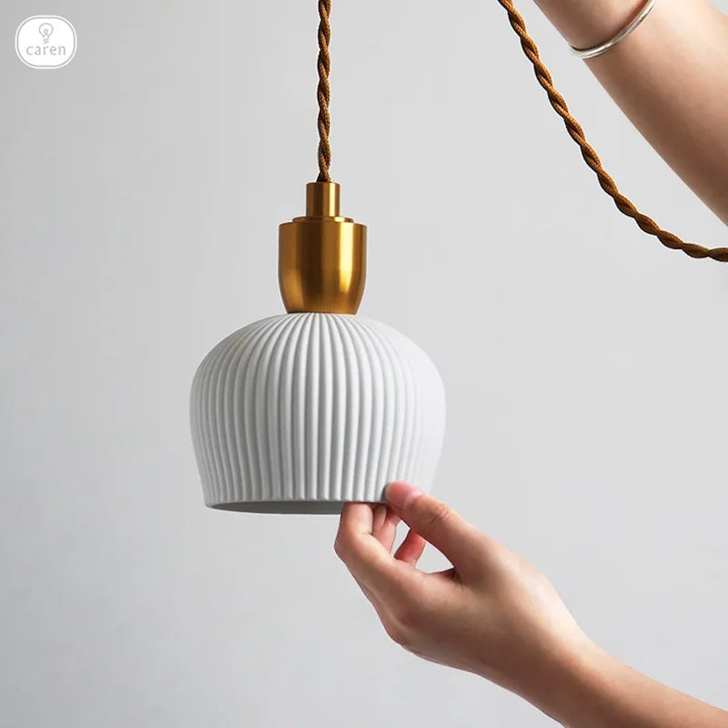 Axyaa Ceramic Pendant Lights Modern Hanglamp for Bedroom Living Room