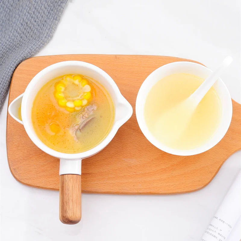 Axya White Ceramic Soup Bowl Set for Oil Separation and Grease Trapping