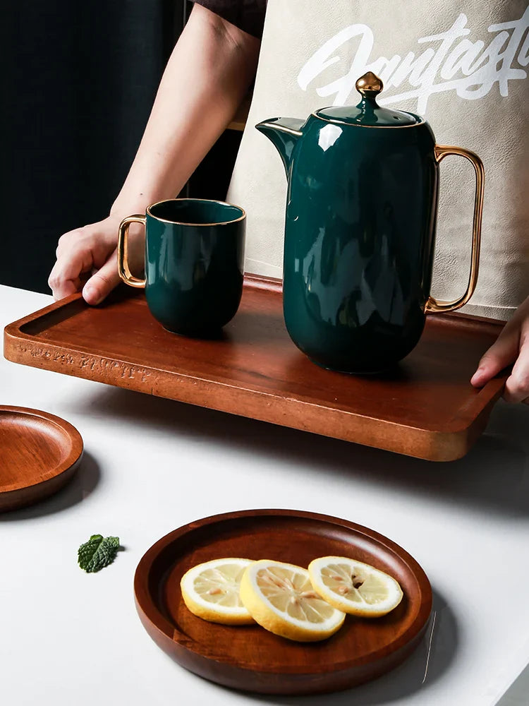 Axya Japanese Tea Restaurant Set with Log Tray, Tea Set Base, Cake Tray