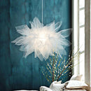 Axyaa White Voile Lace Pendant Lamp for High Ceiling, Bedroom Lighting