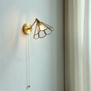 Axyaa Nordic Copper Glass LED Wall Sconce Pull Chain Switch Bedroom Mirror Stair Beside Lamp