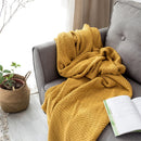 Axyaa Mustard Yellow Knit Throw Blanket with Tassels - 50"x62"