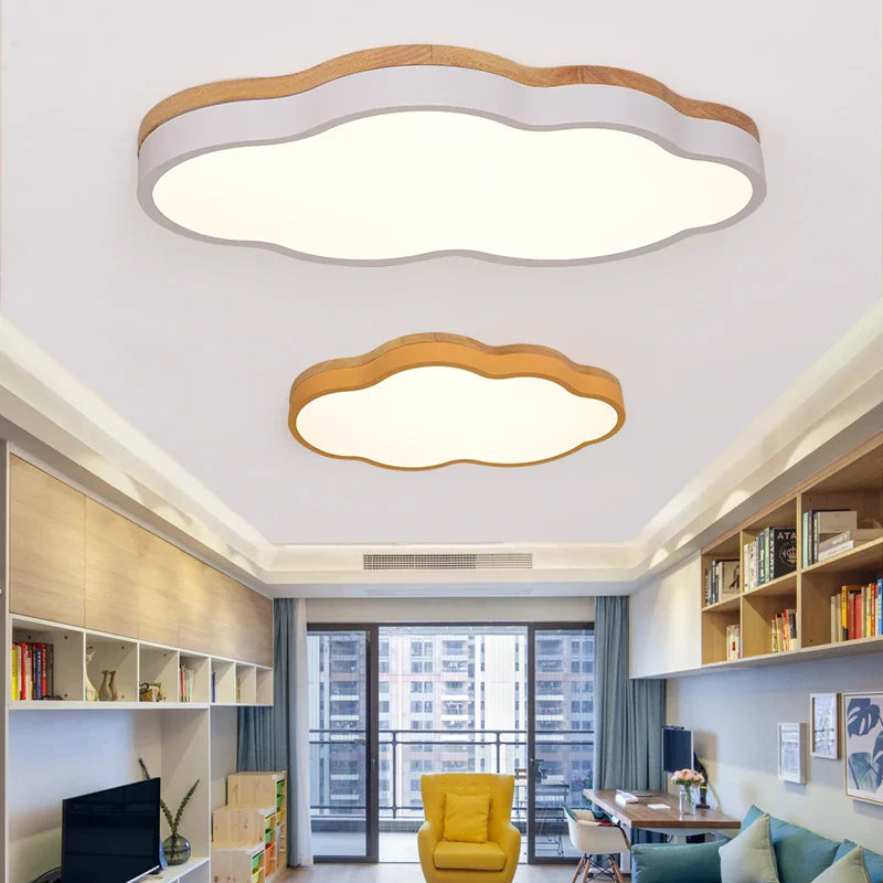 Axyaa Cloud Shape Wood Ceiling Light Fixture for Kids Room