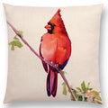 Axyaa Bird Watercolor Cotton Linen Cushion Cover- Hummingbird Goldfinch Chickadee Cardinal Kingfisher