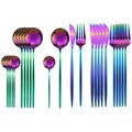Axyaa Black Stainless Steel Dinnerware Set: 24Pcs Cutlery Flatware Gift Set