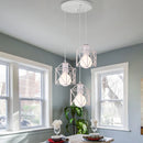Axyaa White Iron Cage Pendant Lights - Modern Chandelier for Living Room
