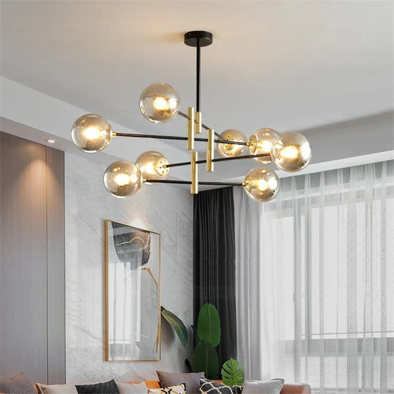 Nordic Glass Ball Chandelier Lighting for Modern Living Space by Axya