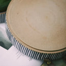 Axya Handmade Ceramic Bowl with Leather Handle Stripe Salad Plate
