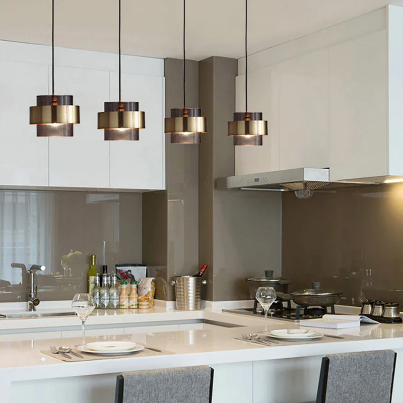 Axyaa Nordic Gold Glass LED Pendant Lights - Modern Luxury Bedside and Bar Lighting Decor