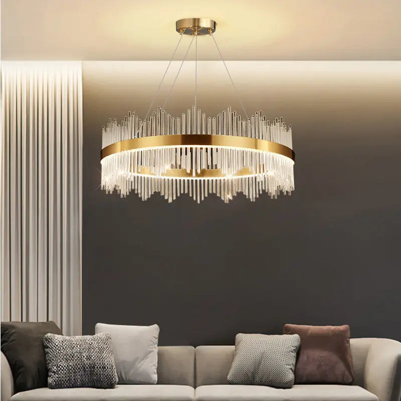 Axyaa Crystal Chandelier Light Luxury Pendant Dining Room Modern Hall Lamp