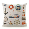 Axyaa Mediterranean Lighthouse Sail Print Pillow Cover for Home Decor