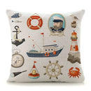 Axyaa Mediterranean Lighthouse Sail Print Pillow Cover for Home Decor