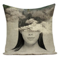 Axyaa Retro Art Woman Abstract Linen Cushion Cover Decorative Throw Pillow