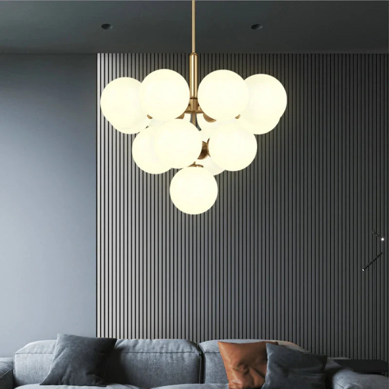 Axyaa Nordic Glass Ball Pendant Lights: Modern LED Ceiling Decor.