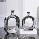 Ceramic Hollow Out Vase Axyaa: Gold & Silver Home Wedding Decoration