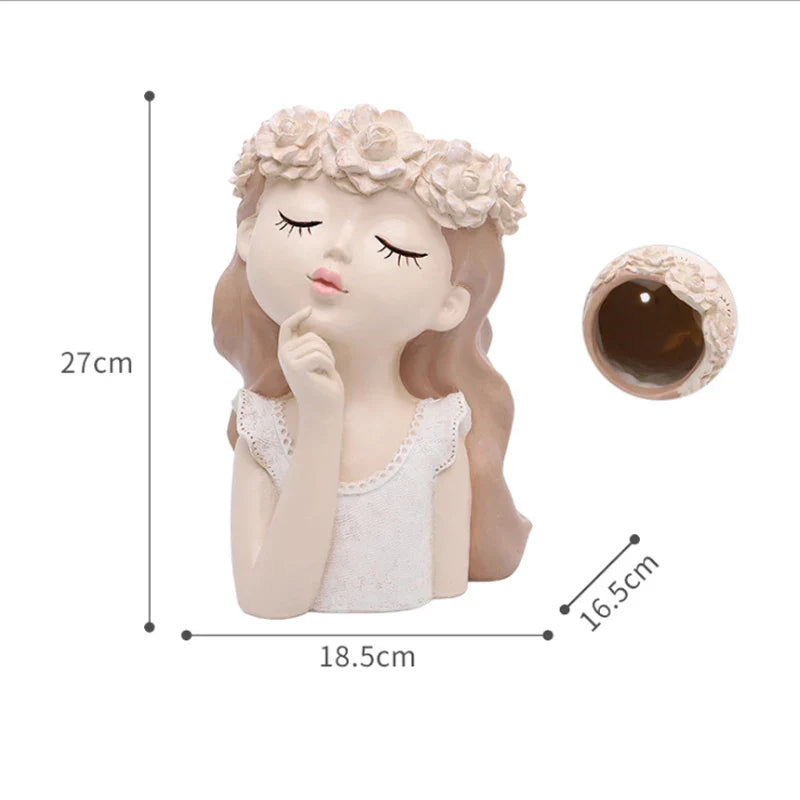 Axya Girl Sculpture Resin Vase: Creative Home Decor & Gift