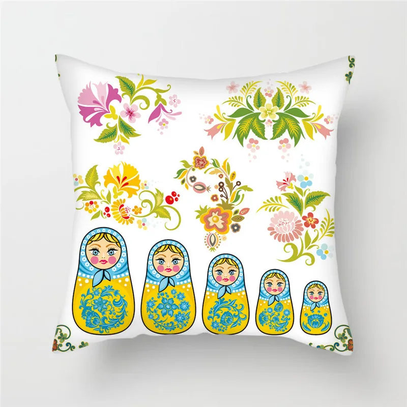 Axyaa Cartoon Doll Pattern Polyester Cushion Cover for Home Decor