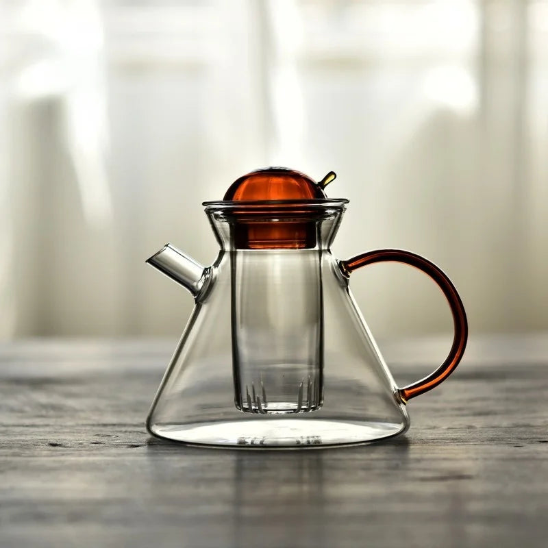 Axya Glass Teapot & Teacup Set - Stained Glass Design, High Temperature Resistant