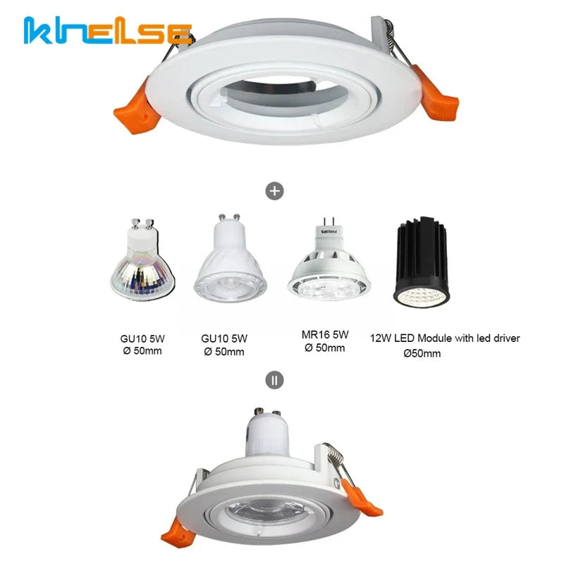 Axyaa Adjustable Round LED Downlight with MR16 GU10 Socket Spot Fixture