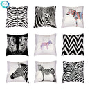 Zebra White Geometric Trilateral Watercolor Cushion Covers by Axyaa