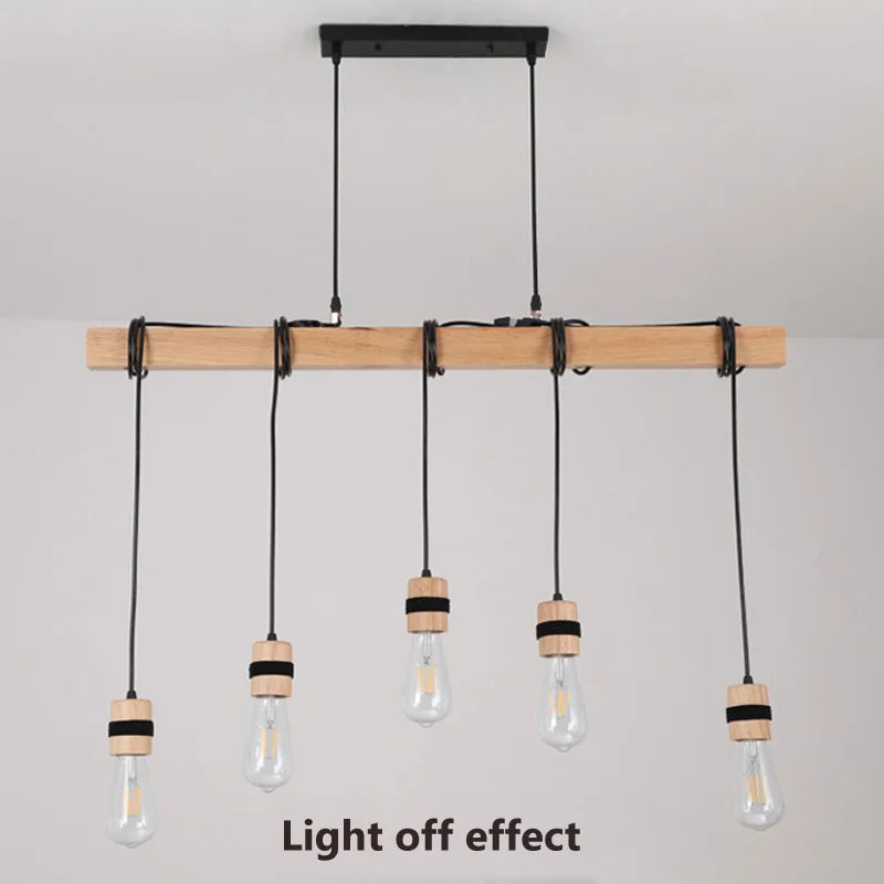 Axyaa Solid Wood Pendant Lamp Chandelier for Living Room and Dining Room