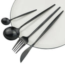 Axyaa Black Stainless Steel Dinnerware Set: 24Pcs Cutlery Flatware Gift Set