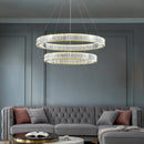 Axyaa Luxury Crystal LED Chandelier - Dimmable Villa Stairs Circle Lighting