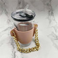 Axyaa Portable Glass Bottle Holder Strap PU Leather Beverage Cover