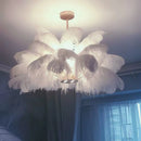 Axyaa Nordic Feather Chandelier: White Luxury Minimalist Decorative Lighting for Home
