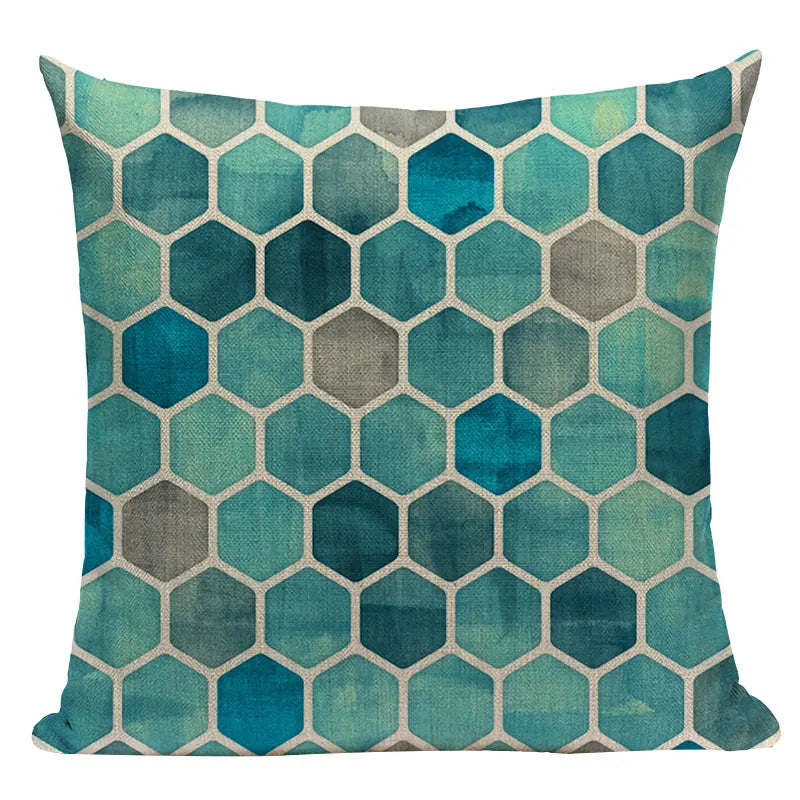 Axyaa Geometric Cushion Cover: Green Pink Diamond Design for Home, Bedroom, and Car