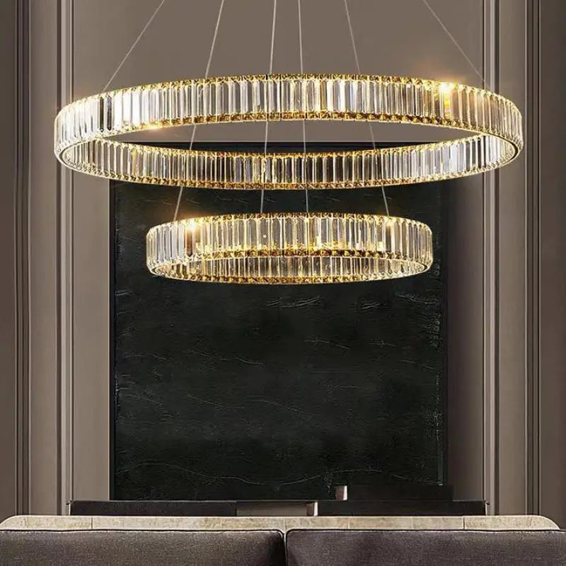 Axyaa Dimmable Crystal Led Chandelier for Villa Stairs and Living Room