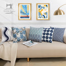 Axyaa Blue Floral Geometric Embroidery Pillow Cover 45x45cm for Cozy Living Room