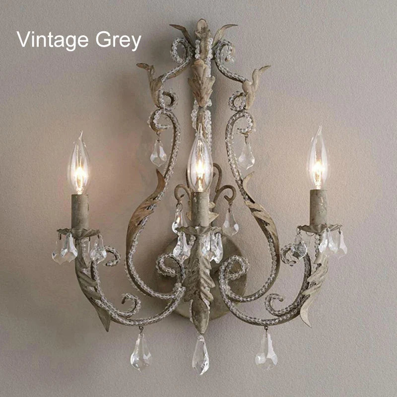 Axyaa White Crystal Chandeliers Retro Vintage Hanging Lights