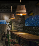 Axyaa Loft Barrel Chandelier Wood Drolight for Dining Room and Cafe