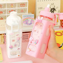 Axyaa Square Pastel Straw Bottle: Large Capacity Cute Water Bottle for Travel & Outdoor Sports