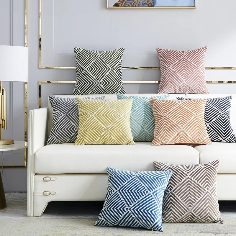Axyaa Velvet Cushion Cover 45x45cm Nordic Style Embroidered Home Decor Pillow
