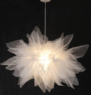Axyaa White Voile Lace Pendant Lamp for High Ceiling, Bedroom Lighting