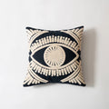 Axyaa Ivory Navy Cotton Embroidery Throw Pillow Cover Pink Decor Pillowcase