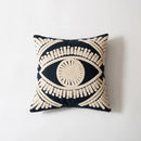 Axyaa Ivory Navy Cotton Embroidery Throw Pillow Cover Pink Decor Pillowcase