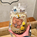 Axyaa Kawaii Jumbo Bear Water Bottle for Kids - Cute & Portable with Straw