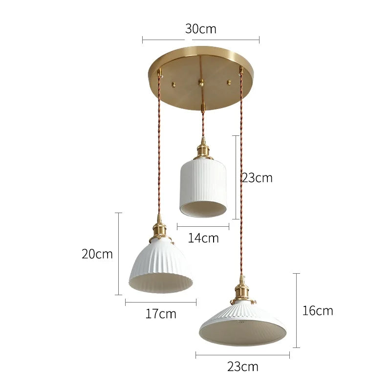 Axyaa Ceramic LED Pendant Light - Modern Copper Hanging Lamp