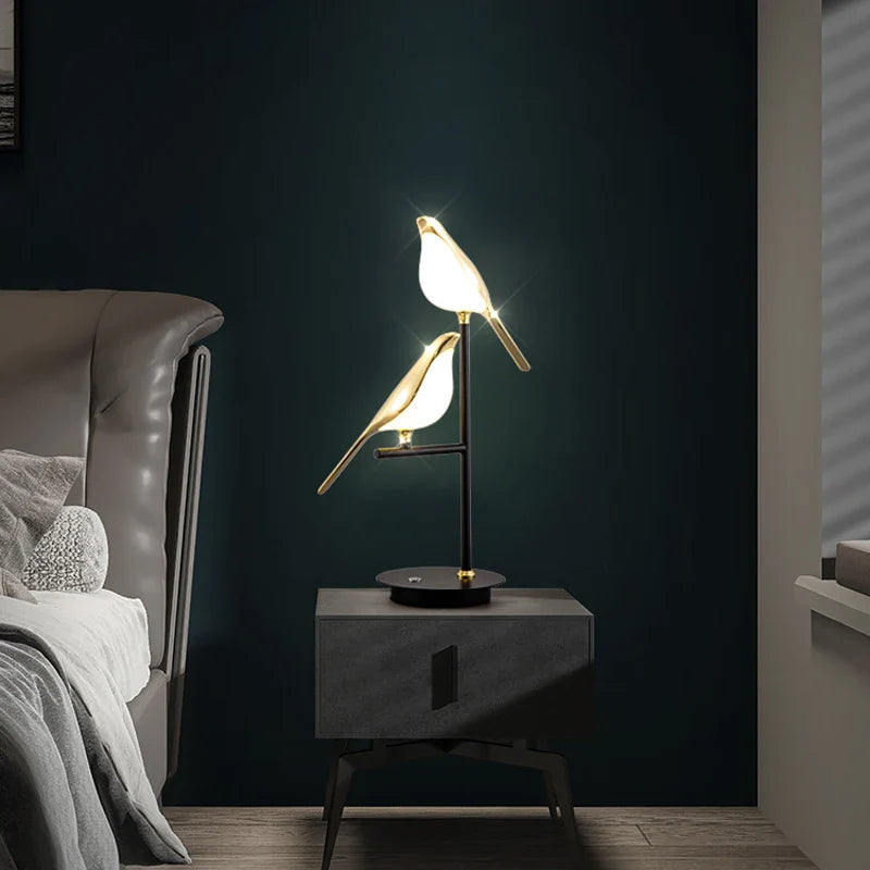 Axyaa Postmodern Bird LED Floor Lamp Golden Luxury for Living Room & Bedroom