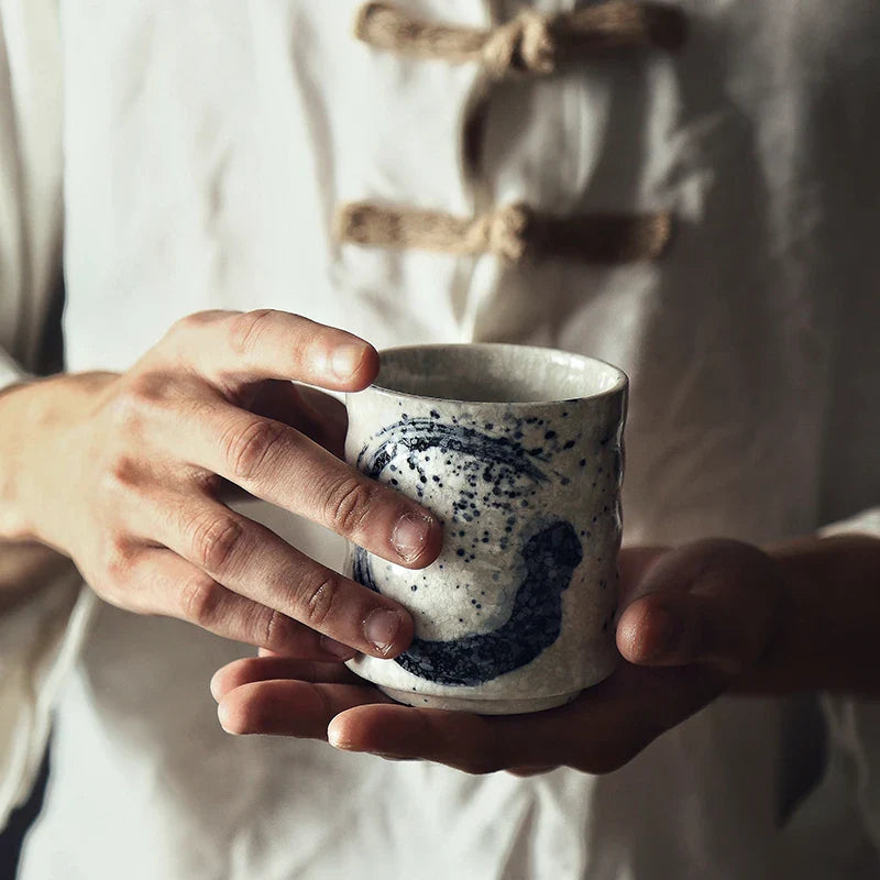 Axya Ceramic Korean Kungfu Tea Cup - Hand-painted Japanese Style Water Cup