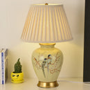 Axyaa Chinese Style Ceremic Table Lamp - Elegant Home Decor with Flower and Bird Motif