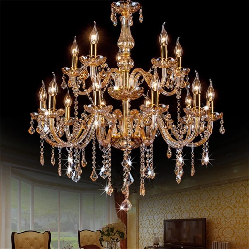 Axyaa European Crystal LED Chandelier Pendant Light for Home Hotel Hall