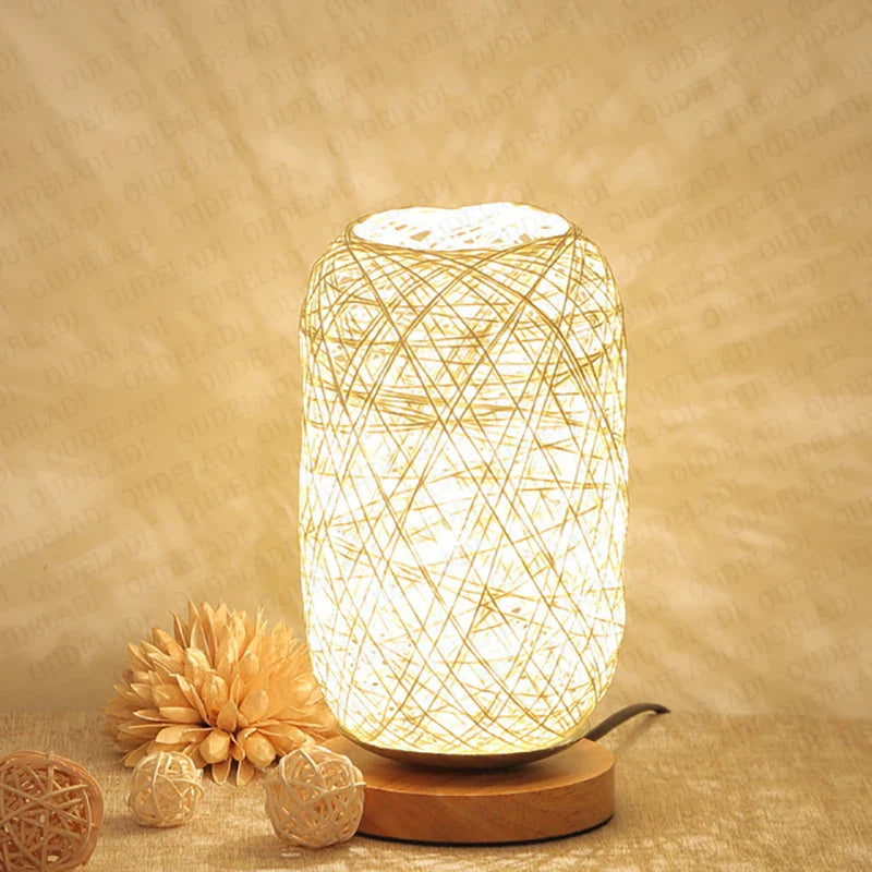 Axya Rattan Twine Ball Lights Table Lamp for Home Decor and Bedroom Night Light