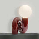 Axyaa Red Frosted Glass Desk Lamp LED Light for Living Room Study Art Table Decor